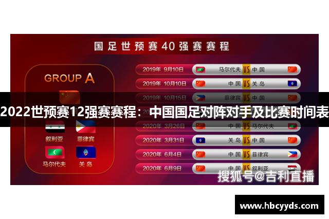 2022世预赛12强赛赛程：中国国足对阵对手及比赛时间表